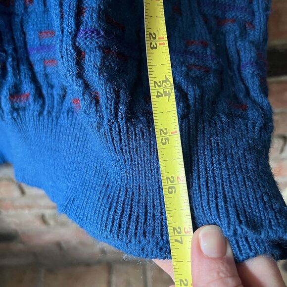 Iredell County Sweater Men XL Gray Cable Knit Pullover Classic Blue Red 80s - Picture 12 of 16